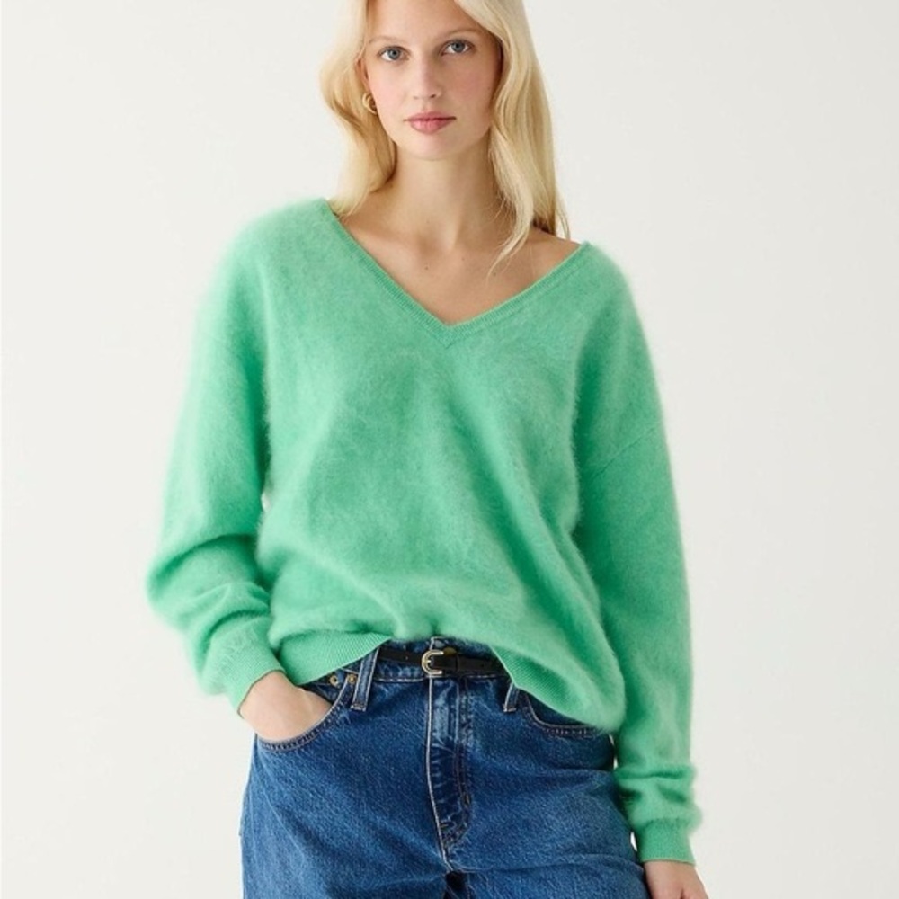 J Crew Brushed Cashmere V Neck Sweater